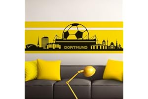 Grandora Wandtattoo Skyline Dortmund I schwarz (BxH) 165 x 47 cm I Wohnzimmer Schlafzimmer Stadt Fußball Fan Verein Aufkleber Wandaufkleber Wandsticker W890