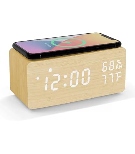 APM Enceinte Bluetooth Réveil Bois Avec Charge Sans Fil, Radio FM Et USB - Design Élégant 425024