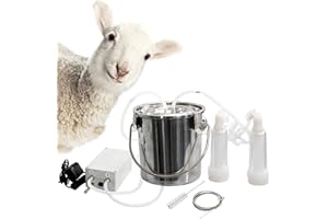 TAIXINPOWER 3L, 7L Automatic Pulsating Vacuum Pump Electric Milking Machine Portable Cow Milking Machine Goat Sheep Milker Milking Kit Stainless Steel Cattle Milking Machine Vacuum Milk Bucket (3L, goat)