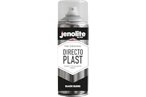 JENOLITE Directoplast Peinture brillante | NOIR | Peinture en aérosol multi-surfaces | Pour tous les types de plastique | Aucun apprêt requis | 400ml | Ral 9005