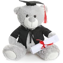 Ours En Peluche BRUBAKER – Diplômé – 25 Cm – Lunettes, Chapeau Doctorat, Diplôme – Lavable 30°C – Dès 3 Ans