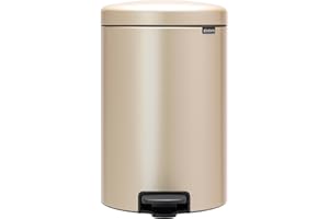 Brabantia Pattumiera a Pedale 20L, Lega di Acciaio Plastica, Metallic Gold, 20 litri