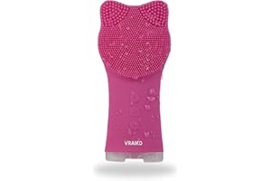 VRAIKO MIA szczotka do twarzy, wodoodporna i wielokrotnego ładowania, z silikonem i regulowaną wibracją soniczną, do głębokiego czyszczenia i masażu (Róża)