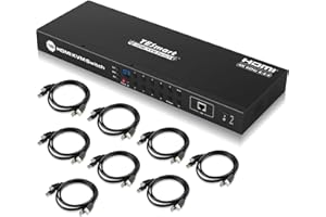 TESmart Switch KVM HDMI 16 Ports 4K 60Hz avec 8 Cables KVM 1,5m | RS232 | Port LAN | Contrôle IP | Scan automatique | Rackmount [Contrôle 16 PC, Laptops, Serveurs avec Un Moniteur, Clavier, Souris]