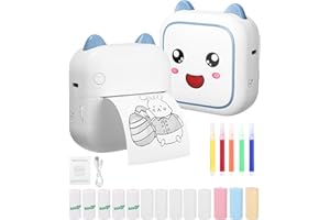 Zounin Mini Stampante Fotografica,Mini Stampante Fotografica Termica Bluetooth con Ricarica USB,wireless Stampante Portatile,compatibile con iOS Android,per Note,Immagini,Foto,Diari,fai da te