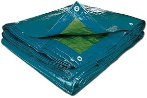 TERRE JARDIN - Bâche de Protection Extérieur, 5 x 8 m - Bâche Multi-Usage Résistante, Polyéthylène 70 g/m², Anti UV - Bâche pour Bois de Chauffage - Œillets en Aluminium - 5 x 8 - Bleu