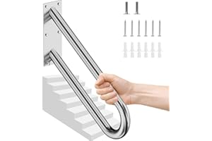 JAOGAUS Pasamanos para Escalones al Aire Libre, Barandilla de Escalera Montada en La Pared para 1 a 3 Pasos, Forma de U Pasamanos para Escaleras, Antideslizantes Mango de Seguridad para Garaje, Porche, Jardín