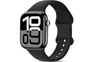 AMSKY Silikon Sport Armbänder Kompatibel mit Apple Watch Armband 40mm 42mm 46mm 44mm 45mm 41mm 38mm, Damen Herren Weiche Wasserdicht Band für iWatch Series 11 10 9 8 7 6 5 4, SE 3 2 1, Schwarz