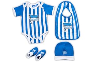 HERTHA BERLIN Hertha BSC Berlin Baby Set blau-weiß 4-TLG Geschenkset: Body Mütze Lätzchen Schühchen HBSCB - Plus Lesezeichen I Love Berlin