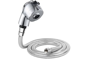 ZYWUOY Shampoo Bowl Sprayer Hose Replacement, 1.1m Silver Salon Sink Hose Kit with Stainless Steel Hose and Sprayer Head