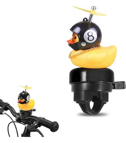 Klaxon Vélo Canard Jaune Avec Hélices Et Lumière – Son 45 DB, 12 Lumen, Fixation Silicone, Piles Incluses