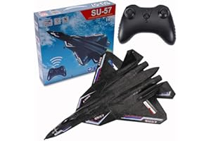 ONMDQS Su57 Remote Control Plane, 2.4GHz 2CH RC Plane Built-in Gyro, Led, Foam Airplane Toys for Kids (Black)