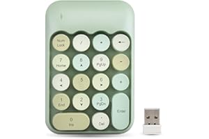 YUNSEITY Pavé Numérique Mécanique, Pavé Numérique sans Fil 2.4G à 18 Touches, Clavier Numérique Rétro Mignon de Couleur Mélangée, pour PC, Ordinateur Portable, Ordinateur Portable, Etc.(Vert)