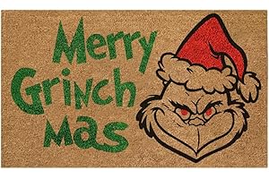 DKAONY Decorazioni Natalizie Grinch, Zerbino Natalizio How The Grinch Stole Christmas Modello Simpatico Cartone Animato Ingresso Tappetini Tappeti per La Casa Camera da Letto
