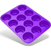 Belmalia Large 12 Muffin Pan, Silicone, Muffin Baking Trays with Non-Stick Coating for Muffins, Cupcakes, Cakes, Brownies, Pu