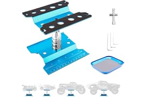 CRAZNICK RC Car Work Stand & Tornillo Base Rotación 360 Grados Aluminio Reparación Estación Elevador para 1/8 1/10 1/12 1/16 1/18 Escala Traxxas TRX4 Axial Arrma Redcat Losi RC Crawler Monster Truck Buggy Azul