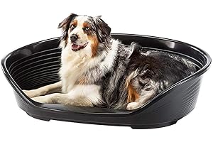 Ferplast Cuccia per Cani Cuccia per Cani Grandi 100% plastica Riciclata Lettino per Cani Lavabile Traspirante e Antiscivolo Siesta Deluxe, 84 x 55 x h 28,5 CM, Nero