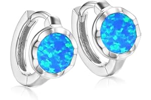 Schöner-SD Creolen Ohrringe 925 Silber mit synt. Opal Opalith blau