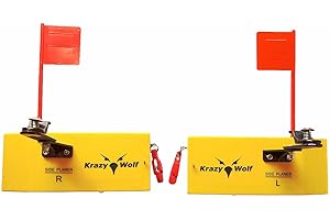 Krazywolf Planer Board (P007,P009,P011),Includes Spring Flag system,Left&Right L8 xW3,L10 Xw3.5,L12 Xw4.25,Pair,Yellow/Green