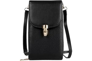 OLIVIA WONG bolso para movil mujer para colgar bolso bandolera pequeño mujer de cuero PU con 3 capas y 6 tarjetas