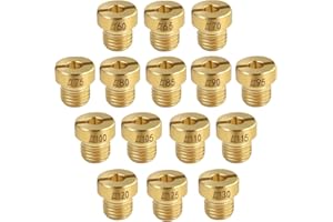 RMENOOR 15PCS Kit de Jet Principal de Carburateur M6 Gicleurs de Carburateur Carburateur Buse Principale en Métal M6#60 - #130 Gicleurs Principaux pour Scooter, Moto, Interrupteur Cyclomoteur
