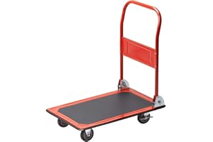 Meister Chariot à plateforme - Pliable - Capacité de charge jusqu'à 150 kg - Frein de stationnement / Aide au transport avec roulettes pivotantes / Chariot pliable en acier / 8985400
