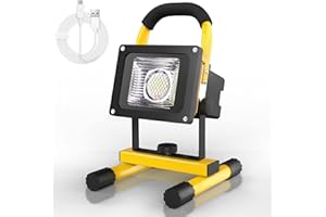 T-SUN Projecteur LED Rechargeable 30W 2500LM Lumiere LED Sans Fil Exterieur Projecteur LED Batterie, Portable Lampe de Chantier/de Travail avec USB