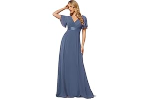 Ever-Pretty Vestiti da Cerimonia da Donna Alta Elasticità Scollo a V Linea ad A con Spacco Stile Impero 09890