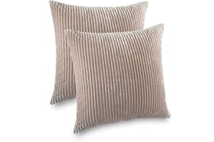 Kuscheli® 2er Set Kissenbezug im Doppelpack Cashmer Touch Fleece Kissenhülle, Sofakissen Kopfkissenbezug Kissenbezüge Couchkissen, Farbe:Taupe, Größe:2X 80x80 cm