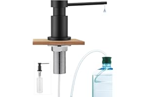 Sofetiy Dispensador Jabon Cocina Bajo Encimera, Dosificador Jabon Cocina Duradero con Tuercas de Acero INOX 304(sin Plástico), Botella de 300 ml y Tubo Silicona de Extensión de 1,25 m, Negro
