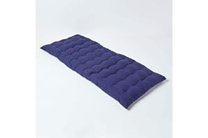 HOMESCAPES Matelas de Sol capitonné ou Coussin pour Banc de Jardin 2 Places, Banquette et Chaise Longue, en Coton 108 x 42 x 5 cm, Bleu Marine