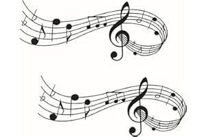 DRAGONX2 Adesivo Murale Musicale Nero Autoadesiva Adesivo Da Parete Decorativo Fai Da Te Per Soggiorno, Camera Da Letto, Soggiorno Camera Dei Bambini Sfondo Tv Corridoio Aula Di Musica (2 Pezzi)