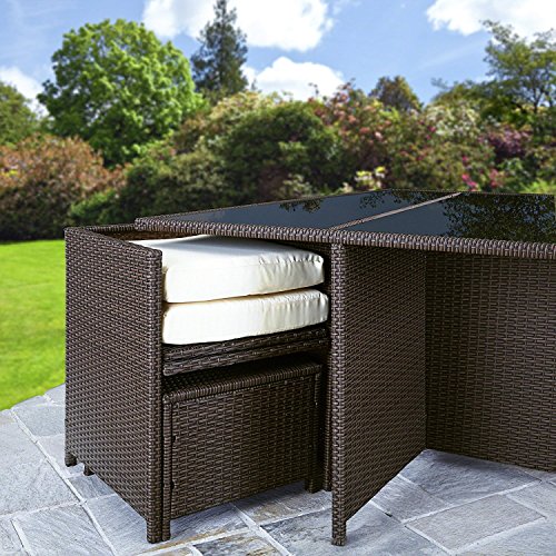 RayGar 11 Piece 10 Seater Rattan Cube Dining Table Garden Furniture