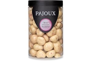 Pajoux White Chocolate Raspberry (Large) 215g | White Chocolate Covered Fruit - Raspberry Chocolate - Palm Oil Free - Chocolate in a Gift Jar