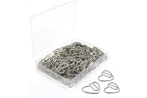 HAOHAI 100 graffette carine, a forma di cuore, piccole graffette in metallo, segnalibri, per organizzare documenti, scuola, ufficio (argento)