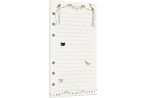 Zelten wkład perforowany papier, wielokolorowy, 45 arkuszy 90 stron do segregacji z 6 otworami, do wielokrotnego napełniania dziennika (A6, Tree Party Ruled)
