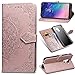 Produktbild Misteem Mandala Hülle Galaxy J7 2017, 3D Retro Blume Motiv PU Leder Hülle Klappbar Flip Wallet Case Cover Bookstyle Stoßfest Stand Magnet Brieftasche mit Kartenhalter Schutzhülle für Samsung Galaxy J7 2017 - Blumen Roségold