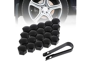 ZHIBEISAI 20 Pieces 19mm Wheel Nut Covers Wheel Nut Caps Universal Tyre Nut Covers Hexagonal Wheel Bolt Nut Cap Covers with Removal Tool Set, Black
