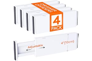 Lifewit 4-pack lådavdelare i plast 10 cm höga, 28-44,5 cm justerbara lådorganiserare för kläder, förlängningsbara klädavdelar