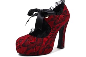 elerhythm Mary Jane Punk Closed Toe Costume élégant gothique escarpins vintage à talons hauts pour femme