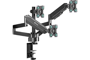 ONKRON Bras Ecran PC 3 Ecran pour 13-32 Pouces Ecran & TV, Support Ecran PC 3 Ecran Poids de 8 kg Chacun - Support Triple Ecran VESA 75x75-100x100/Bras Ecran Inclination Pivot Rotation G280-B Noir