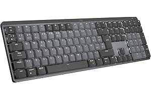 Logitech MX Teclado Mecánico Inalámbrico Iluminado Performance,Interruptores Táctiles silenciosos,Teclas retroiluminadas, Bluetooth, USB-C, macOS, Windows,Linux, iOS,Android,Metal,US INT'L QWERTY-Gris