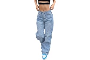 ZhungZaoh Baggy Jeans Damen Y2k Stretch Low Waist Jeanshose Straight Gerade Breites Bein Boyfriend Freizeithose Sommer Locker Hosen Streetwear Schlupfjeans