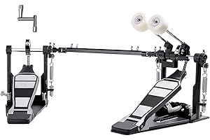 Vaisoeny Double Bass Drum Pedal, Single Chain Double Bass Pedal, Double Kick Pedal for Bass Drum，Drum Set Kit and Electronic Drums (V-FK15)