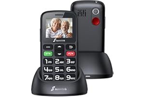 SweetLink Telefono Cellulare per Anziani con Tasti Grandi, GSM Senior Telefoni per Persone Anziane, Base di Ricarica, Funzione SOS, Chiamata Rapida, Volume Alto, Incompatibile con Iliad, Nero
