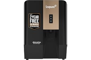 Livpure Allura Prime Water Purifier RO+UV+UF+Copper+Alkaline | Zero Cost for 2 Yrs - Filters Included | 10 Stage Advanced Purification | In Tank UV Sterilisation | 7 Ltr