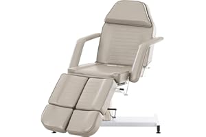 CLP Fauteuil De Massage Hydraulique Split V2 en Similicuir I Hauteur Réglable en Continue Accoudoirs Réglables Chaise Cosmétique Multifonction, Couleur:Gris