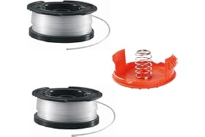 BNFGD 2Pcs black and decker strimmer spool black and strimmer wire and 1 String Trimmer Spool Cover Cap 100 coil bag (2+1+1), Reflex Strimmer Nylon Wire 1.65 mm Diameter Transparent