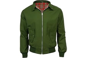 G5 APPAREL Mens Classic Vintage Scooter Harrington Bomber Jacket | Tartan Lined | Biker