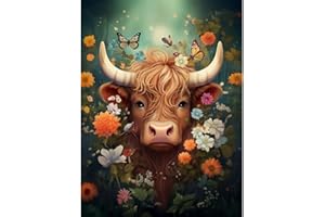 Wenfdrtr Kuh Diamond Painting Erwachsene-Kuh Diamant Painting Bilder Erwachsene, 5D Hochlandkuh Diamond Painting Set Perfekt für Home Wand Dekor(30x40cm)